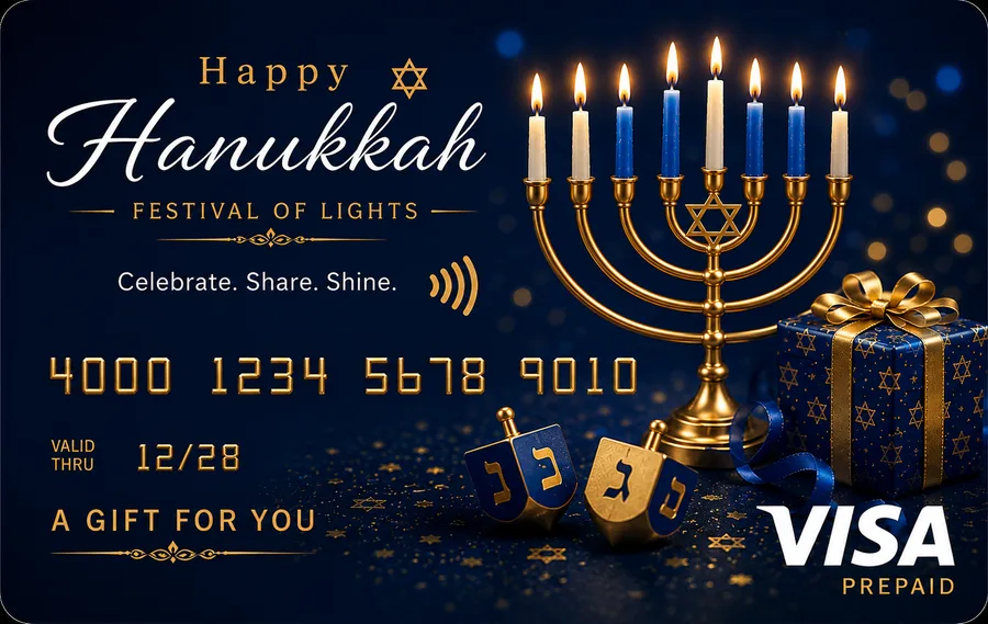 Hanukkah festival prepaid Visa card